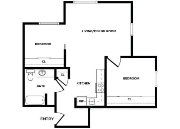 Floor Plan  B5 floor plan at Boardwalk Apartments