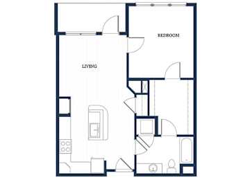 Floor Plan  One bedroom floor plan at Slate at Andover in Andover MA