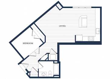Floor Plan  One bedroom floor plan at Slate at Andover in Andover MA