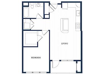 Floor Plan  One bedroom floor plan at Slate at Andover in Andover MA