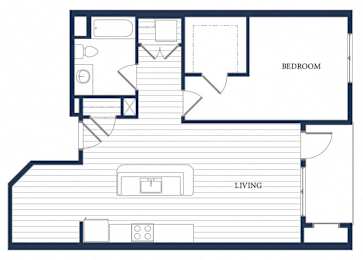 Floor Plan  One bedroom floor plan at Slate at Andover in Andover MA