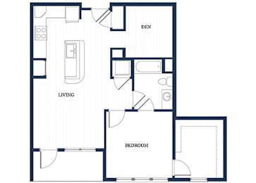 Floor Plan  One bedroom floor plan at Slate at Andover in Andover MA
