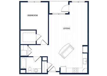 Floor Plan  One bedroom floor plan at Slate at Andover in Andover MA