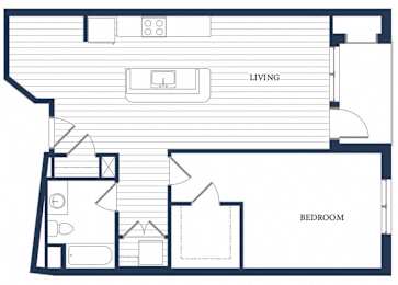 Floor Plan  One bedroom floor plan at Slate at Andover in Andover MA