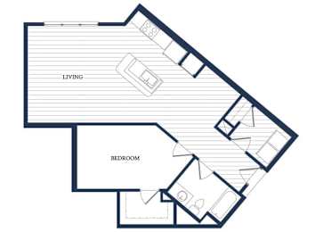 Floor Plan  One bedroom floor plan at Slate at Andover in Andover MA