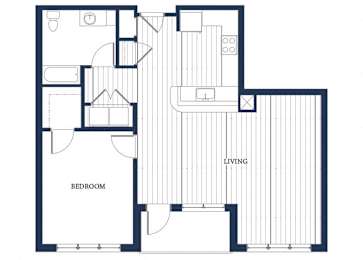 Floor Plan  One bedroom floor plan at Slate at Andover in Andover MA