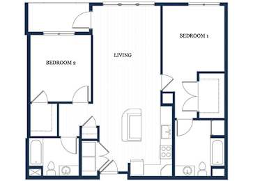 Floor Plan  Two bedroom floor plan at Slate at Andover in Andover MA