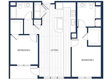 Floor Plan  Two bedroom floor plan at Slate at Andover in Andover MA