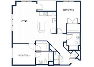 Floor Plan  Two bedroom floor plan at Slate at Andover in Andover MA