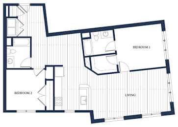 Floor Plan  Two bedroom floor plan at Slate at Andover in Andover MA