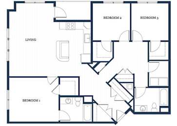 Floor Plan  Three bedroom floor plan at Slate at Andover in Andover MA