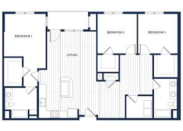 Floor Plan  Three bedroom floor plan at Slate at Andover in Andover MA