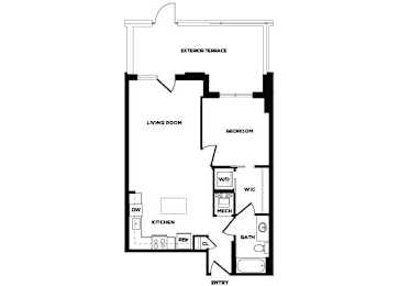 Floor Plan  one bedroom floor plan at The Bradley