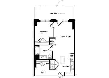 Floor Plan  one bedroom floor plan at The Bradley