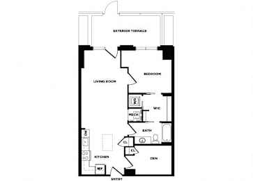 Floor Plan  one bedroom floor plan at The Bradley
