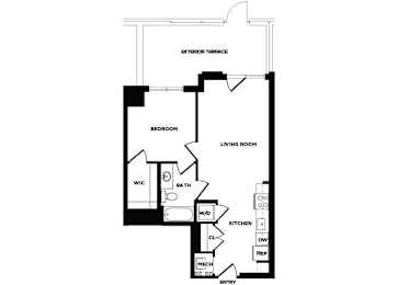 Floor Plan  one bedroom floor plan at The Bradley
