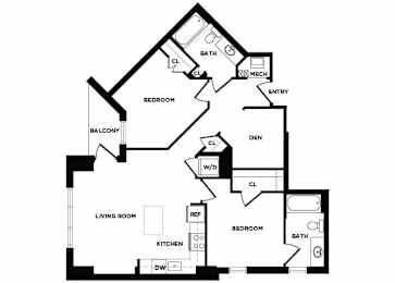 Floor Plan  two bedroom floor plan at The Bradley