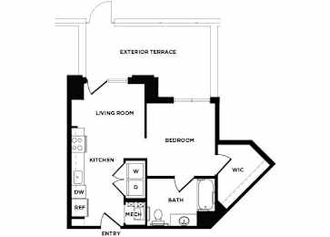Floor Plan  studio apartment floor plan at The Bradley