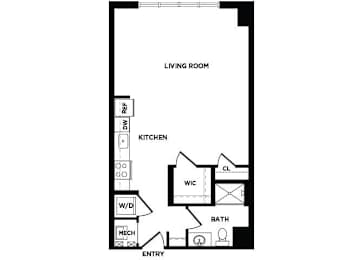 Floor Plan  studio apartment floor plan at The Bradley