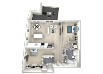 Two Bed Two Bath with Large Patio 1093 Floor Plan at Nightingale, Providence