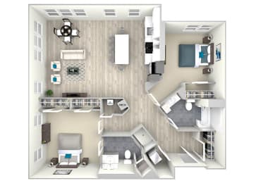 Two Bed Two Bath 1149 Floor Plan at Nightingale, Rhode Island