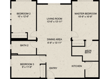  Floor Plan THREE BEDROOMS