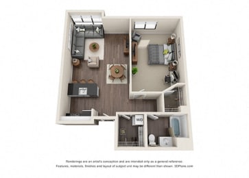 One Bedroom 912 Sq.Ft. Floorplan for apartments at Wilshire Vermont, Los Angeles, CA 90010