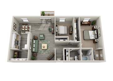  Floor Plan 2 bed/1.5 bath