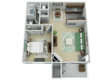 1 Bed 1 Bath Floor Plan with 650 Sq. Ft. at Verona, Littleton, CO