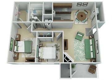 2 Bed 1 Bath Floor Plan with 850 Sq. Ft. at Verona, Littleton, Colorado