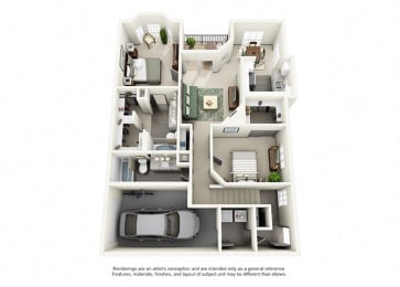 2 Bed 2 Bath Floor Plan | 1,325 Sq. Ft. at Aston at Cinco Ranch, Texas, 77450