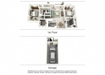 2 Bed 2 Bath Floor Plan | 1,187 Sq. Ft. at Aston at Cinco Ranch, Texas