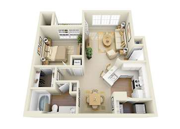 1 Bedroom 1 Bathroom Floor Plan at Glen Park Apartments