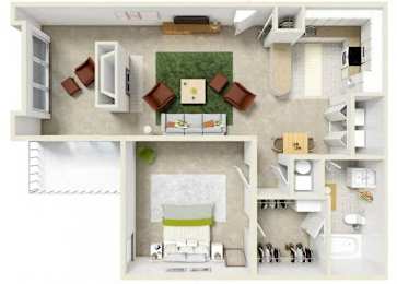 1 Bedroom Floor Plan at Brighton Way, Smyrna Georgia