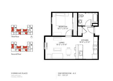  Floor Plan 1 Bedroom 1 Bath Plan A3