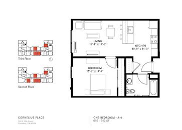  Floor Plan 1 Bedroom 1 Bath Plan A4