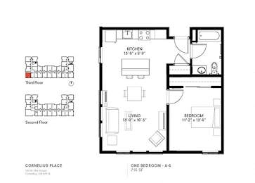  Floor Plan 1 Bedroom 1 Bath Plan A6