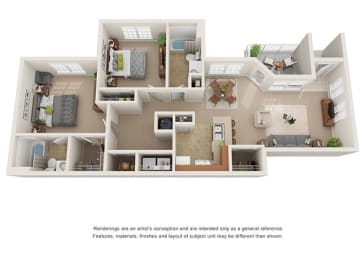 Two Bedroom, Two Bathrooom unit at Villiages at Carver in Atlanta, Georgia