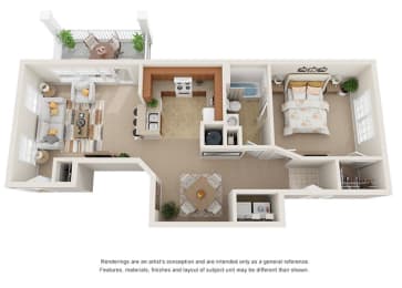 One Bedroom, one bathroom unit at Villiages at Carver in Atlanta, Georgia
