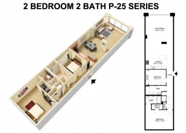 2 Bed 2 Bath - Prospect Avenue Floor Plan at The Residences at 668, Cleveland, Ohio