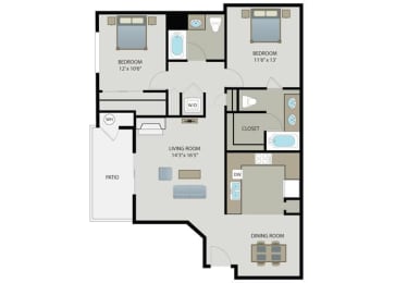 Fenestra 2 Bed 2 Bath Floor Plan