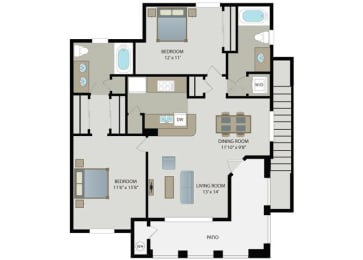 San Jacinto 2 Bed 2 Bath Floor Plan