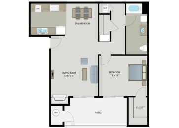 Sonora 1 Bed 1 Bath Floor Plan