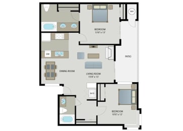 Verde 2 Bed 2 Bath Floor Plan