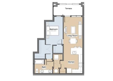 Floor Plan C1 One Bedroom / One Bath. 139 Main Apartments. Rock Hill, SC.