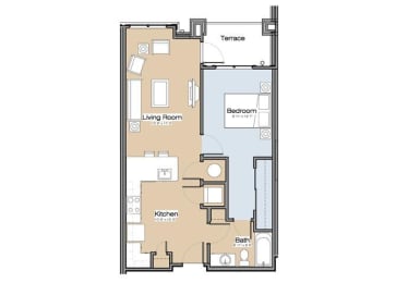 Floor Plan E One Bedroom / One Bath. 139 Main Apartments. Rock Hill, SC.
