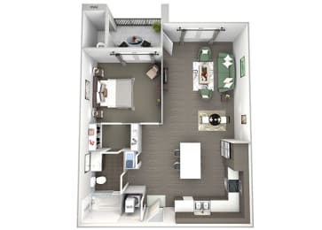 Enclave at Cherry Creek A2 1 bedroom floor plan 3D