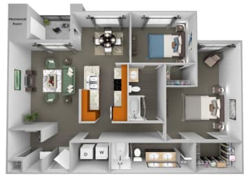 Acadia at Cornerstar - B3 (Gemini) - 2 bedroom and 2 bath - 3D