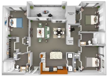 Acadia at Cornerstar - C1 (Auriga) - 3 bedroom and 2 bath - 3D