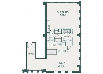The Kirby - A18 - Adolphus - 1 bedroom - 1.5 bathroom